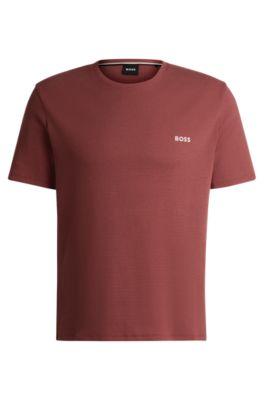 pajama t-shirt with embroidered logo- light red men's nightwear