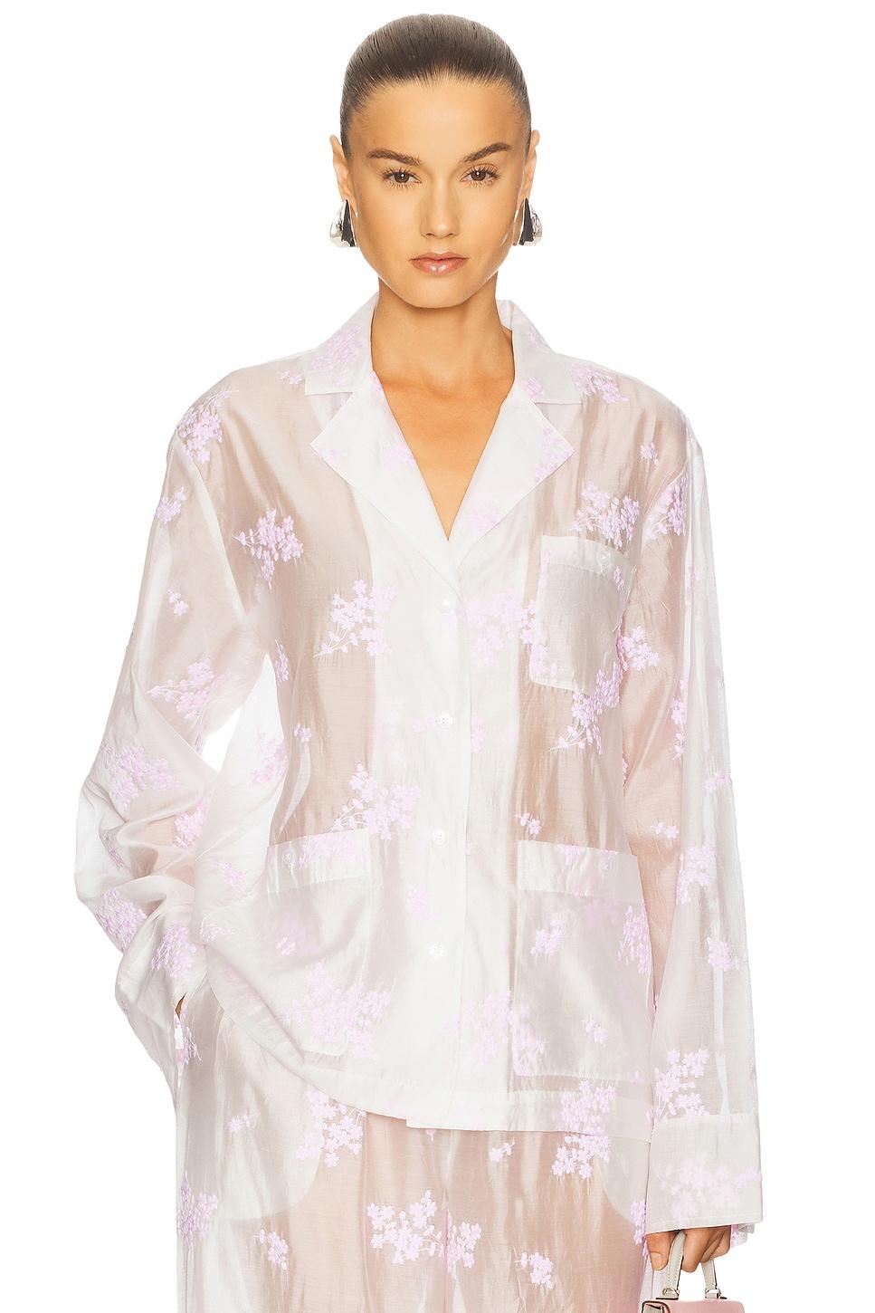 pajama top in cherry blossom embroidery