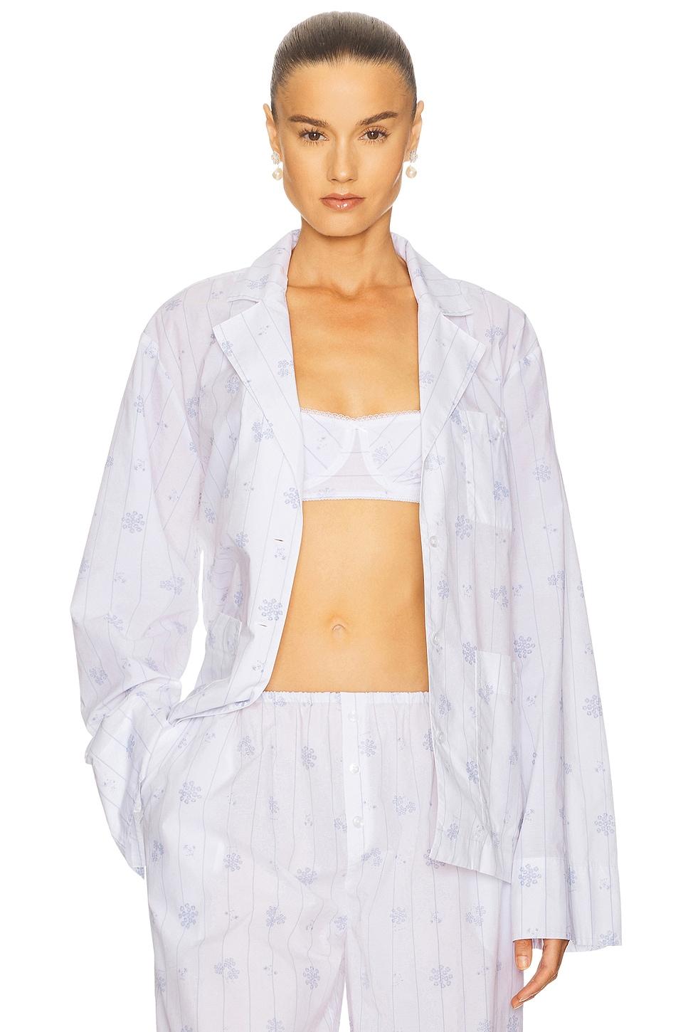 pajama top in fleur print stripe