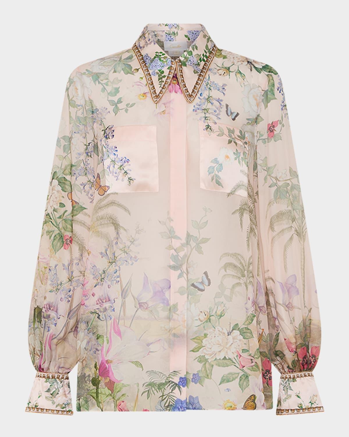 palacio playground curved collar blouse with pockets