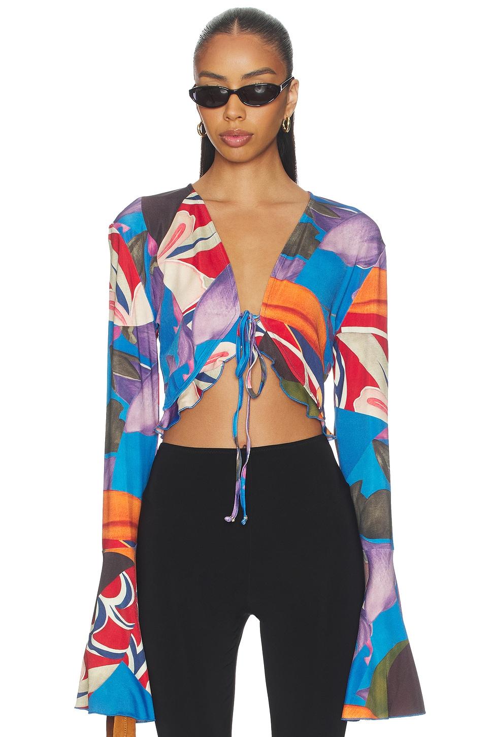 palenque flores jersey blouse