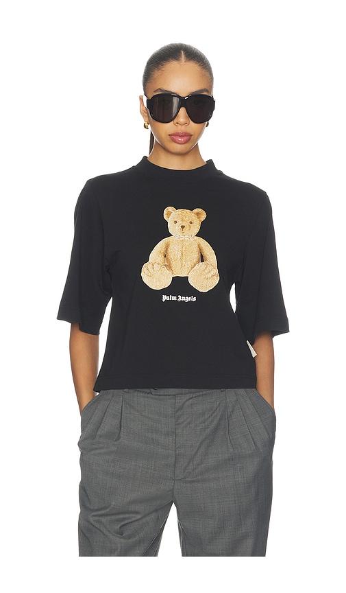 palm angels bear boxy tee in black.
