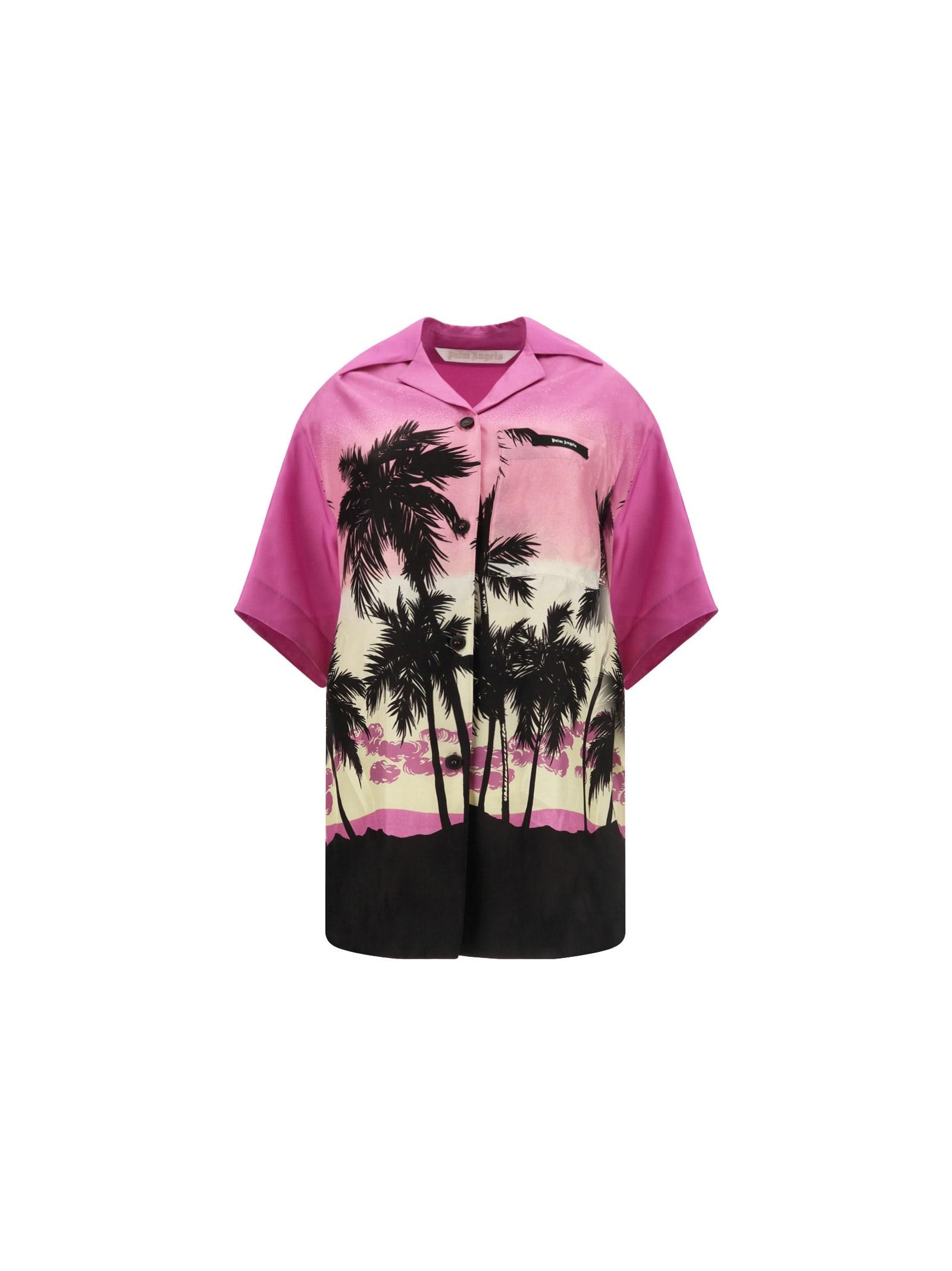 palm angels bowling style shirt with sunset print