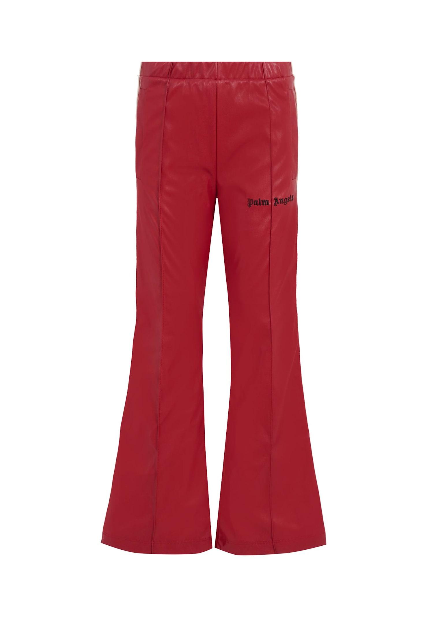palm angels burgundy trousers for girl with logo