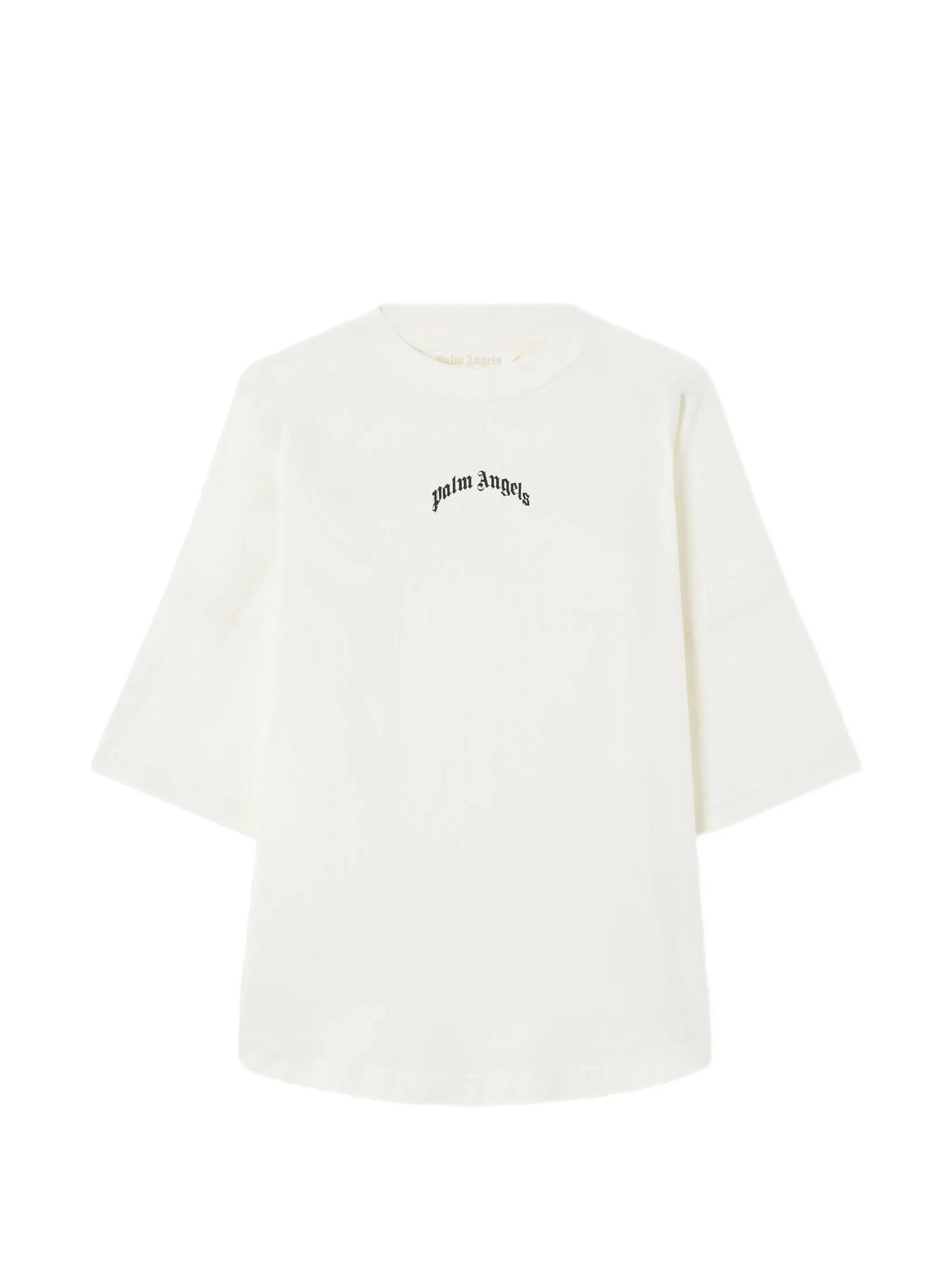 palm angels curved logo over tee white t-shirt - women