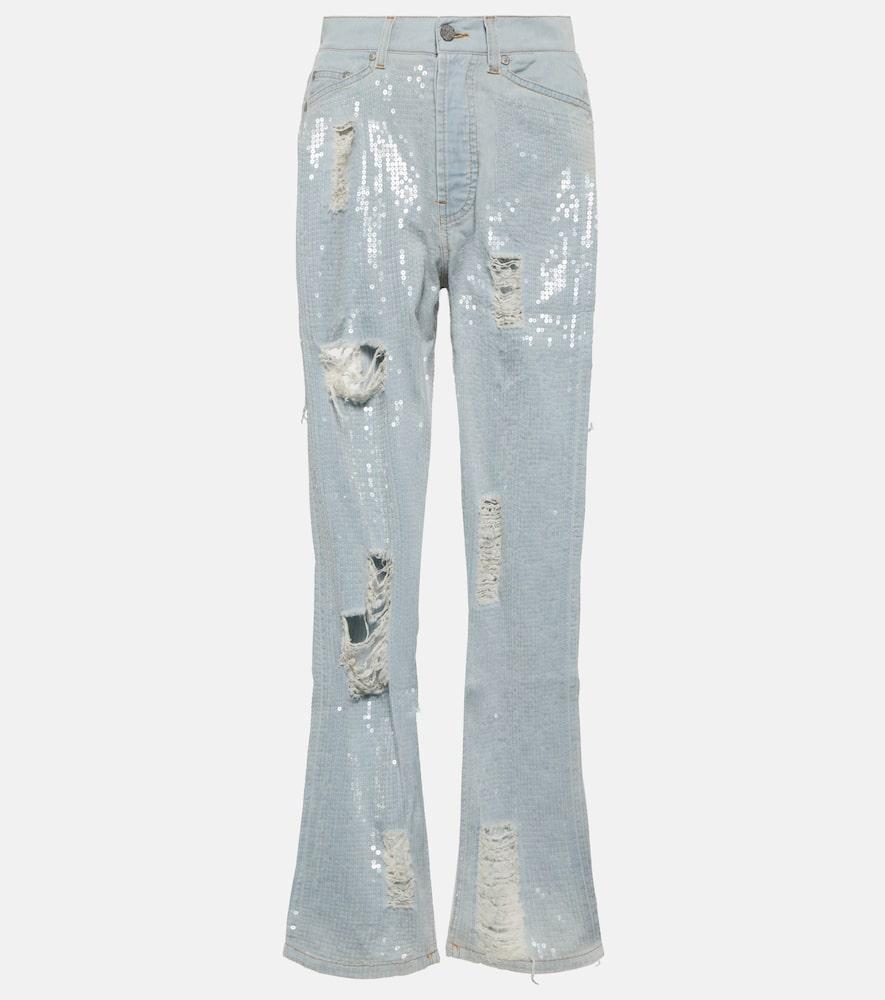 palm angels embellished straight jeans