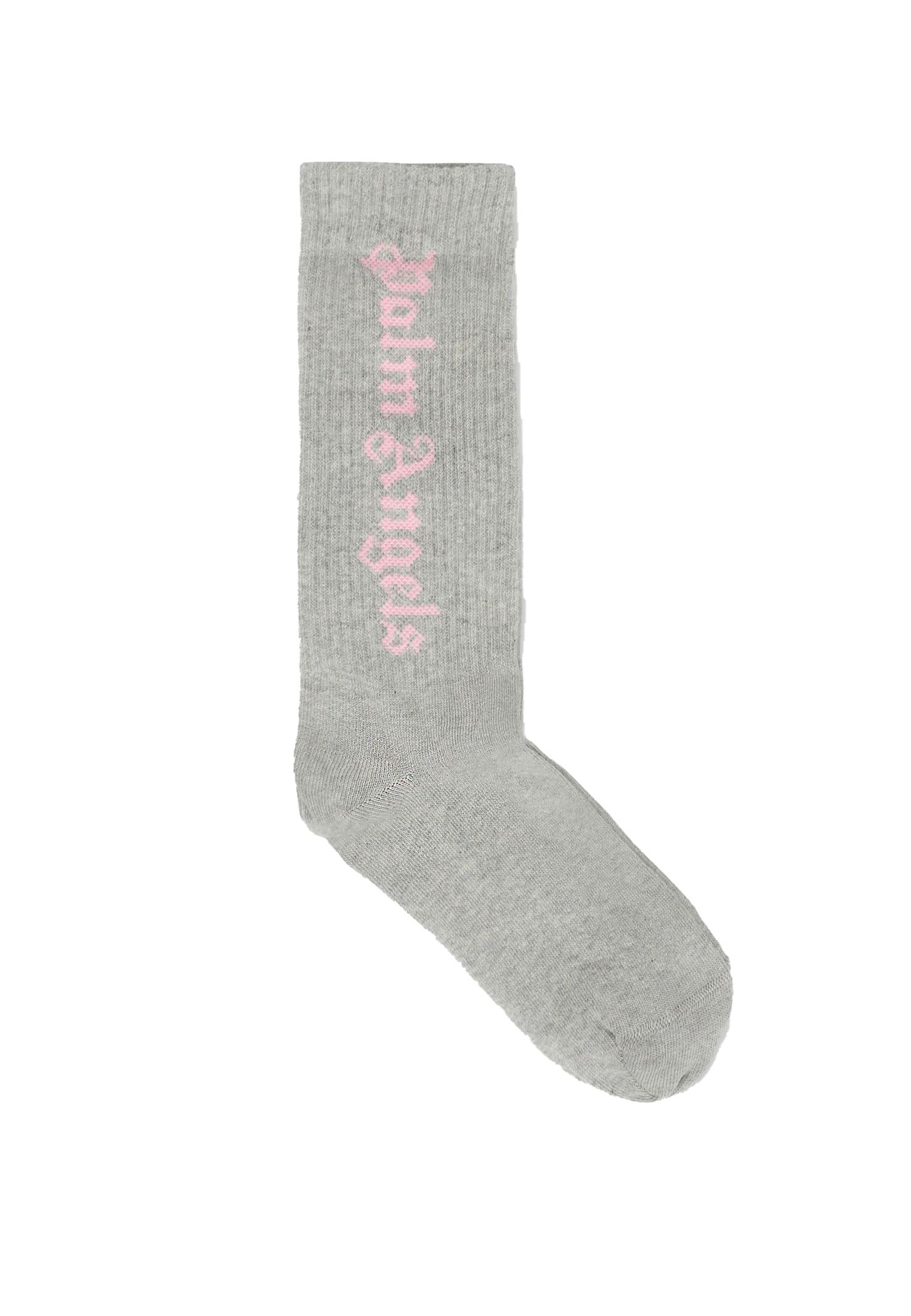 palm angels grey socks for girl with logo