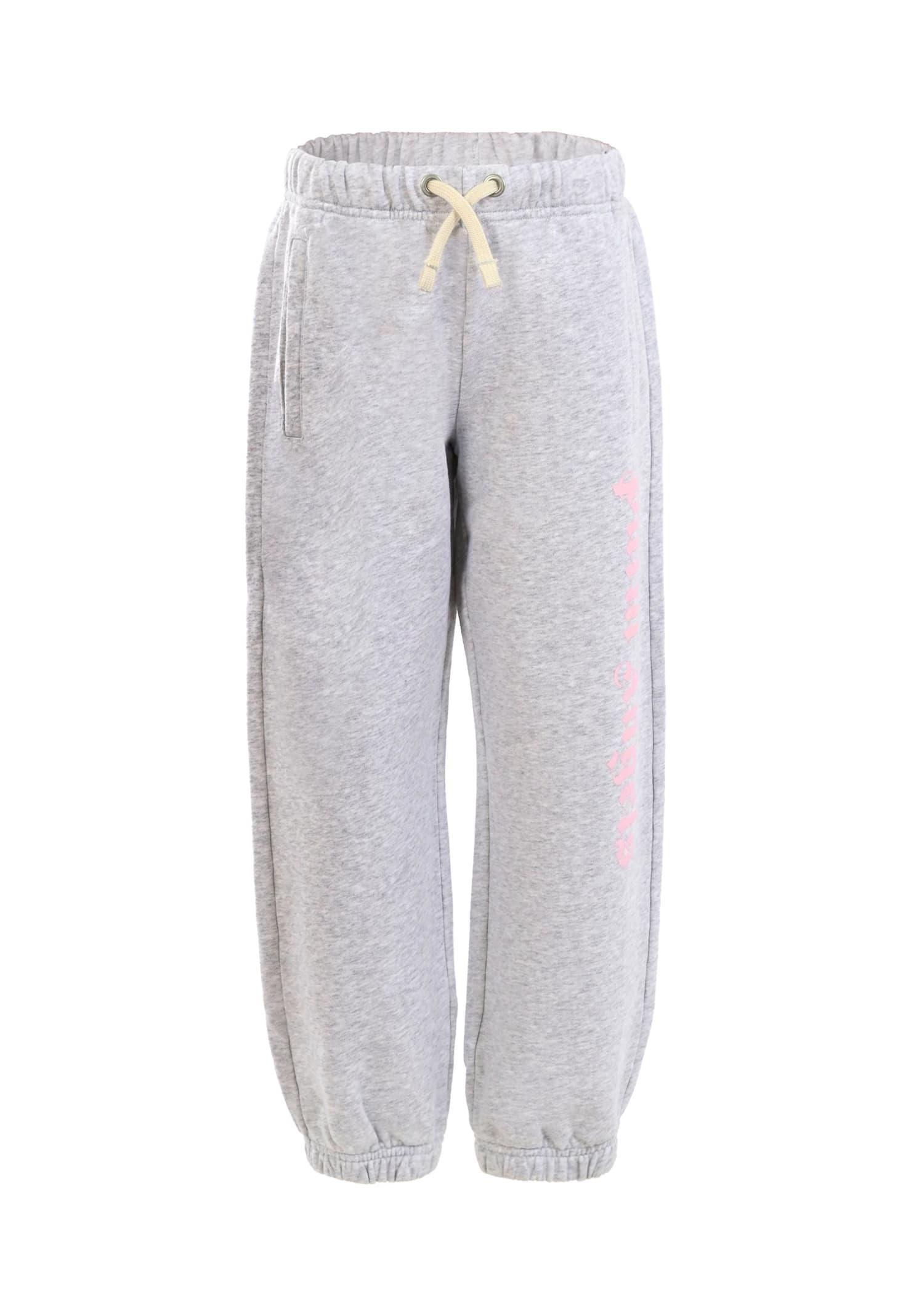 palm angels grey trousers for kids with logo