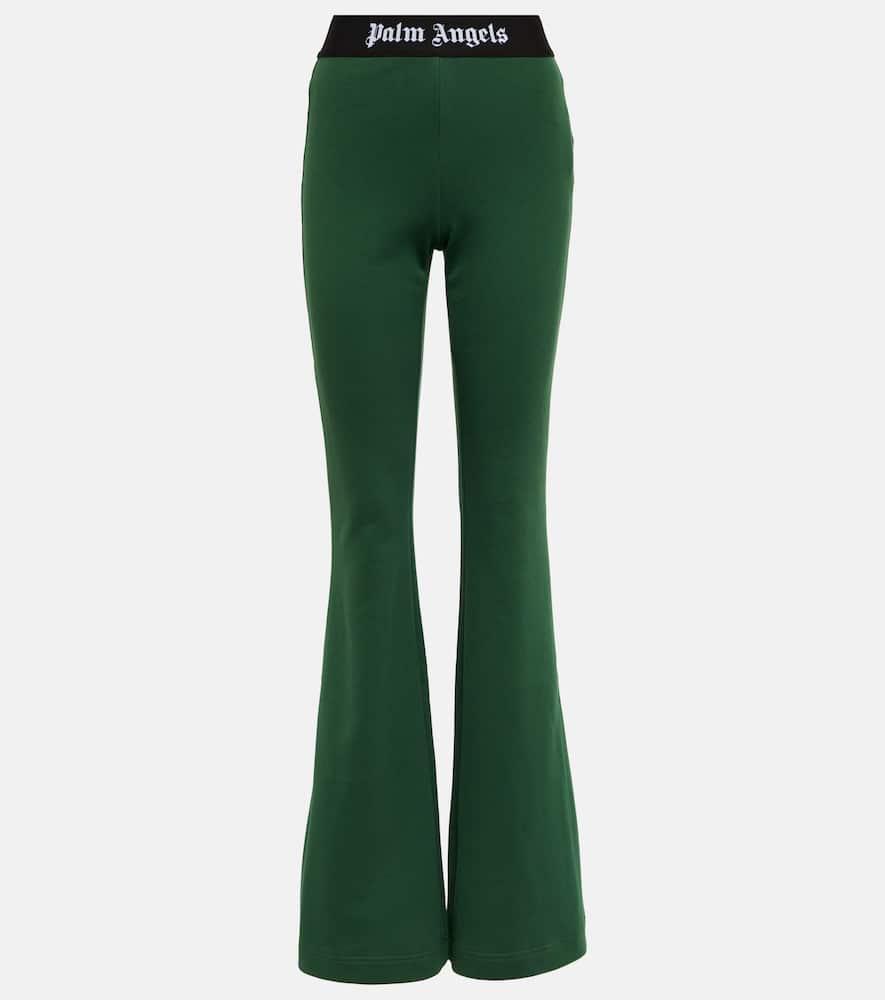 palm angels logo cotton jersey flared pants