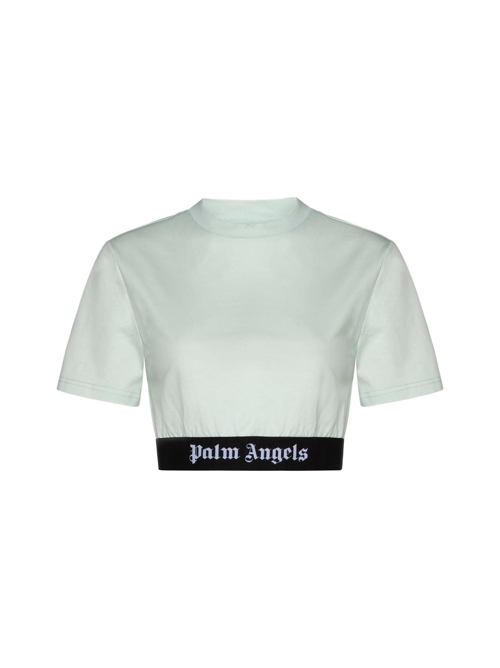 palm angels logo tape crop t-shirt