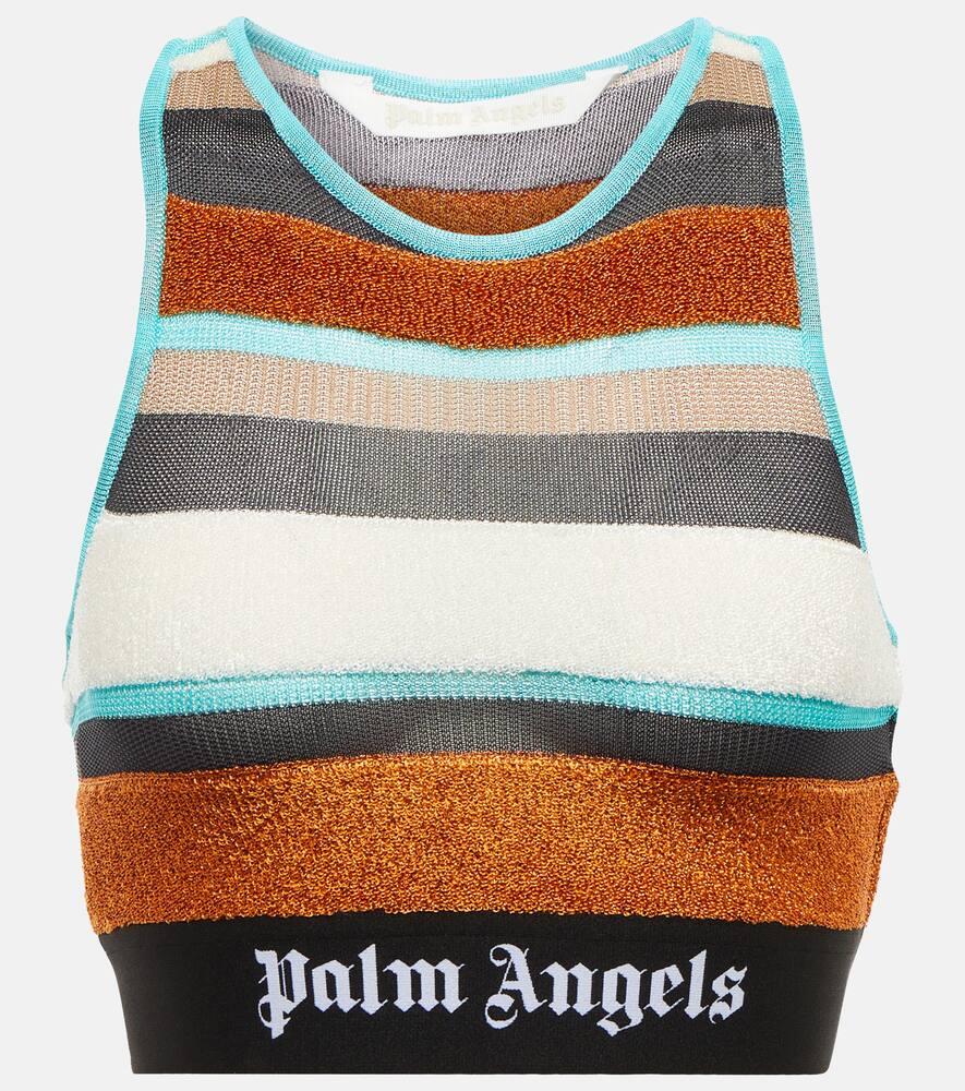 palm angels lurex striped knit top