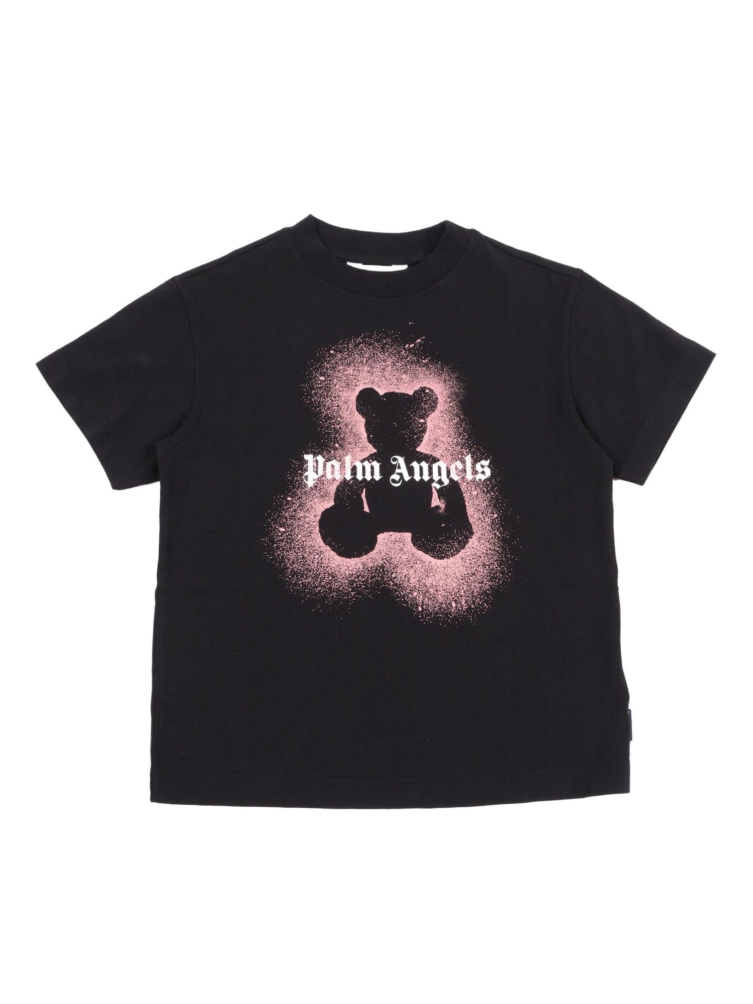 palm angels pa spray bear reg tee s/s black - antiqu