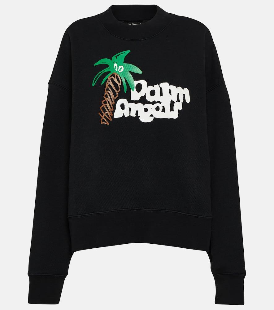 palm angels printed cotton sweatshirt