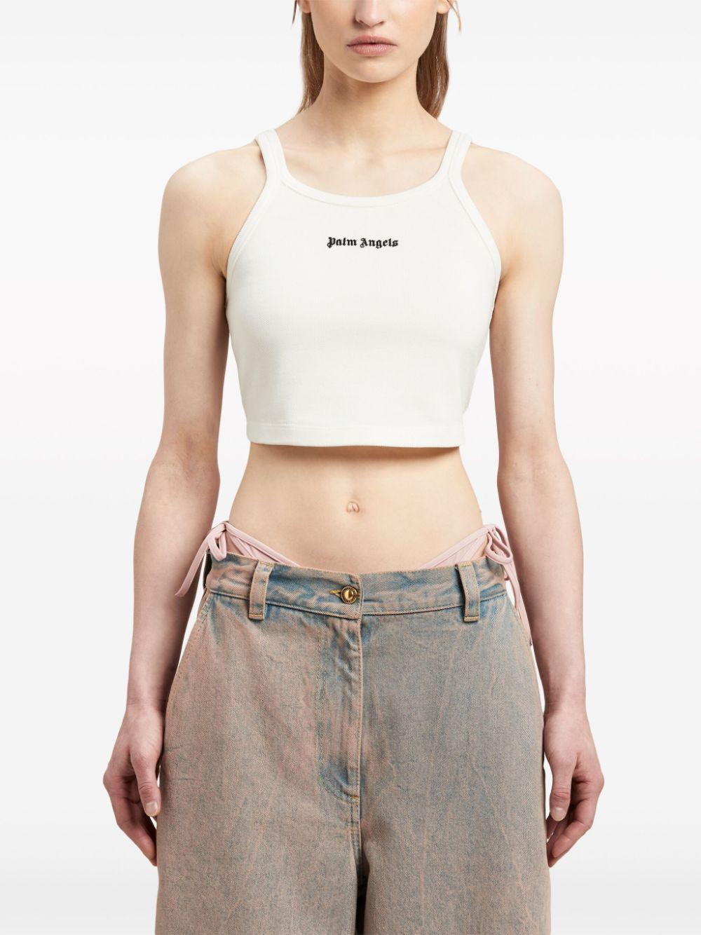 palm angels top white cotton - women