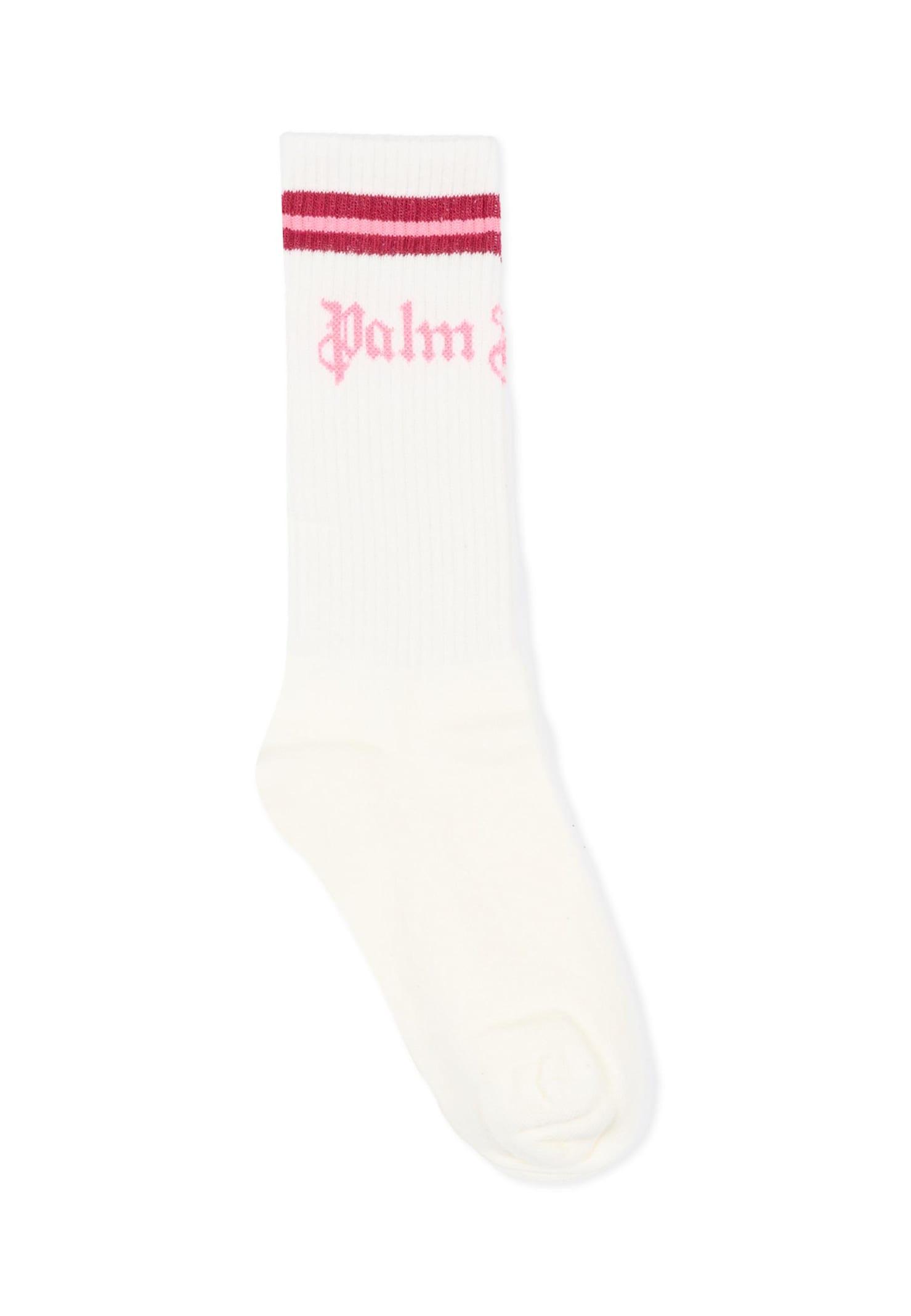 palm angels white socks for girl with logo