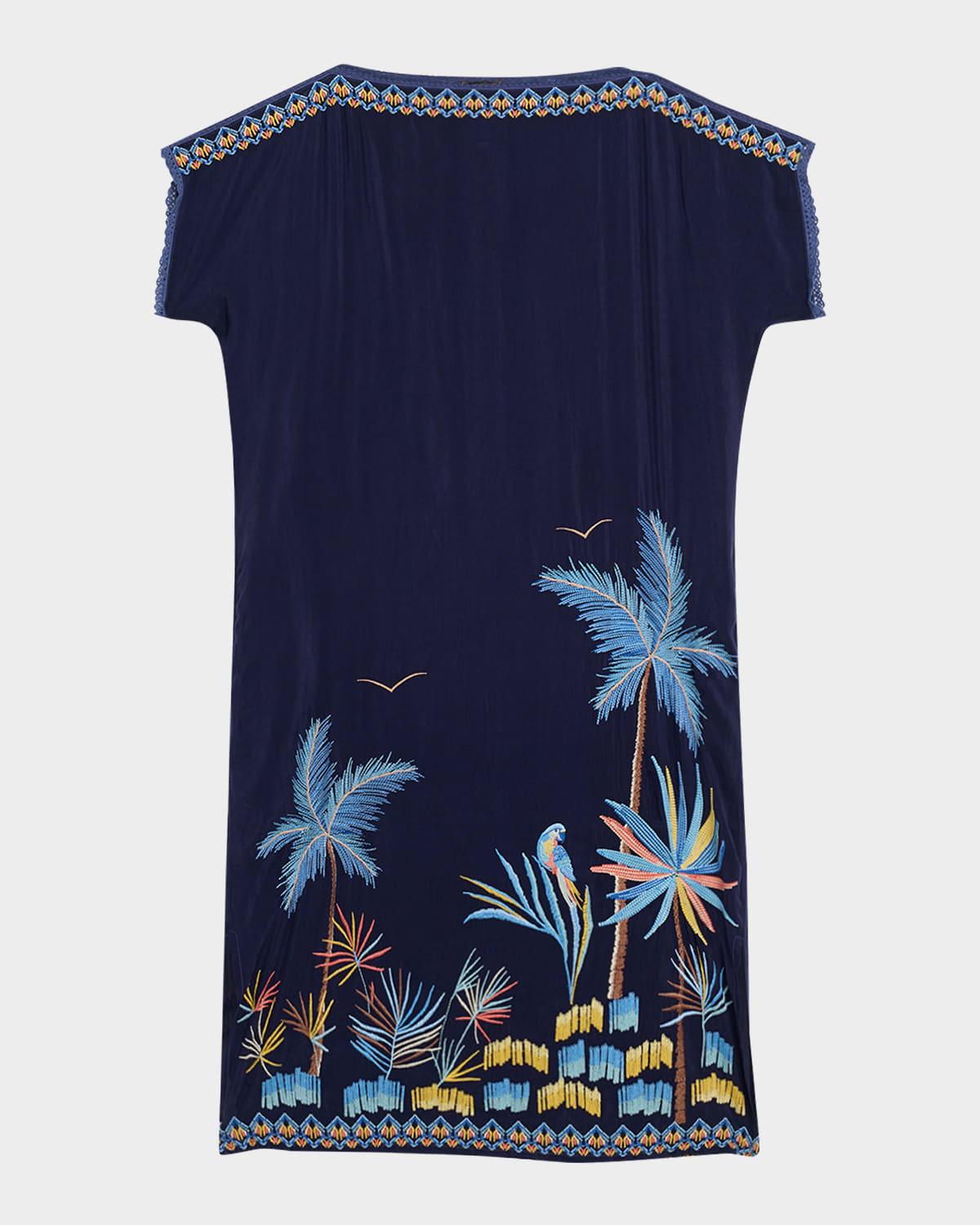 palm beach embroidered midi shift dress