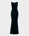 palm leaf velvet sleeveless gown