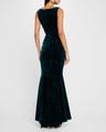 palm leaf velvet sleeveless gown