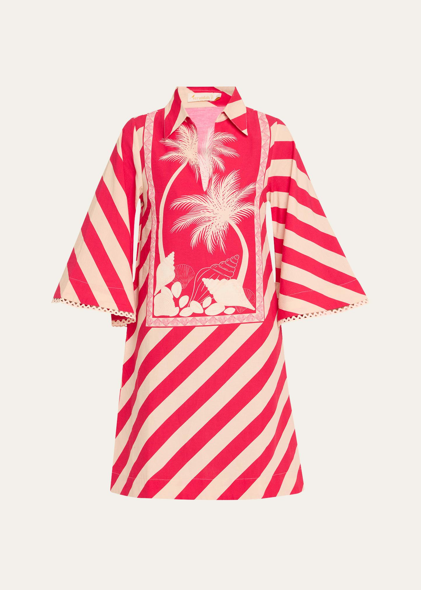palm panel kaftan dress