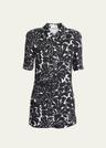 palm print collared mini dress