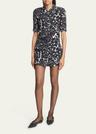 palm print collared mini dress