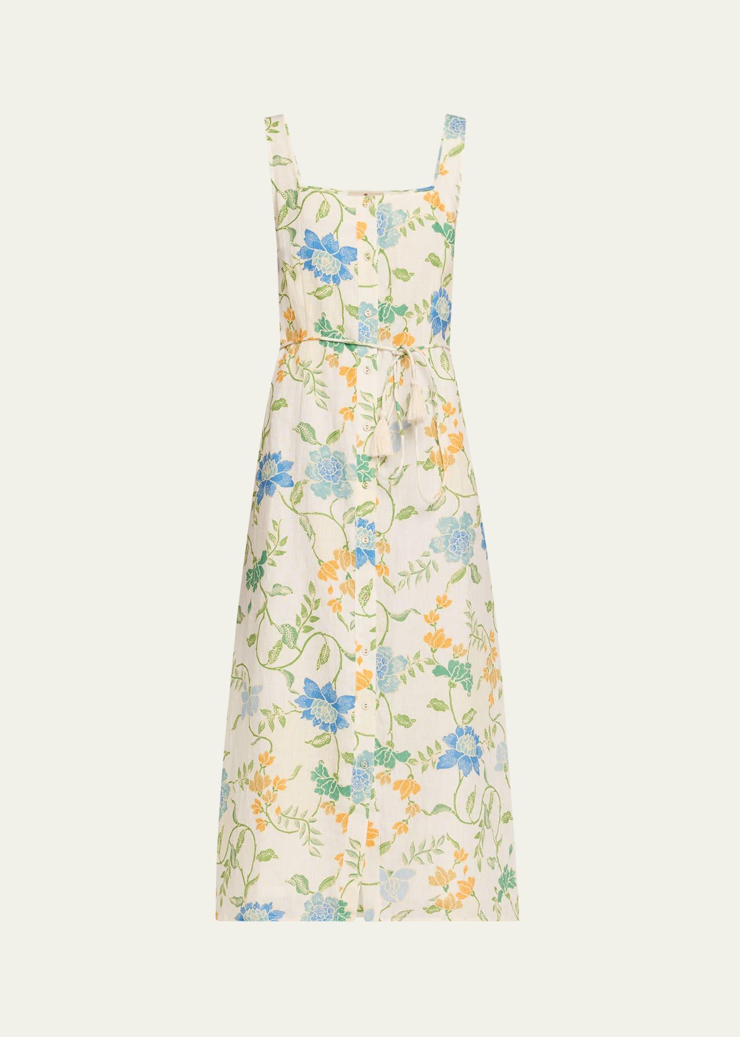 paloma bloom button-front linen dress