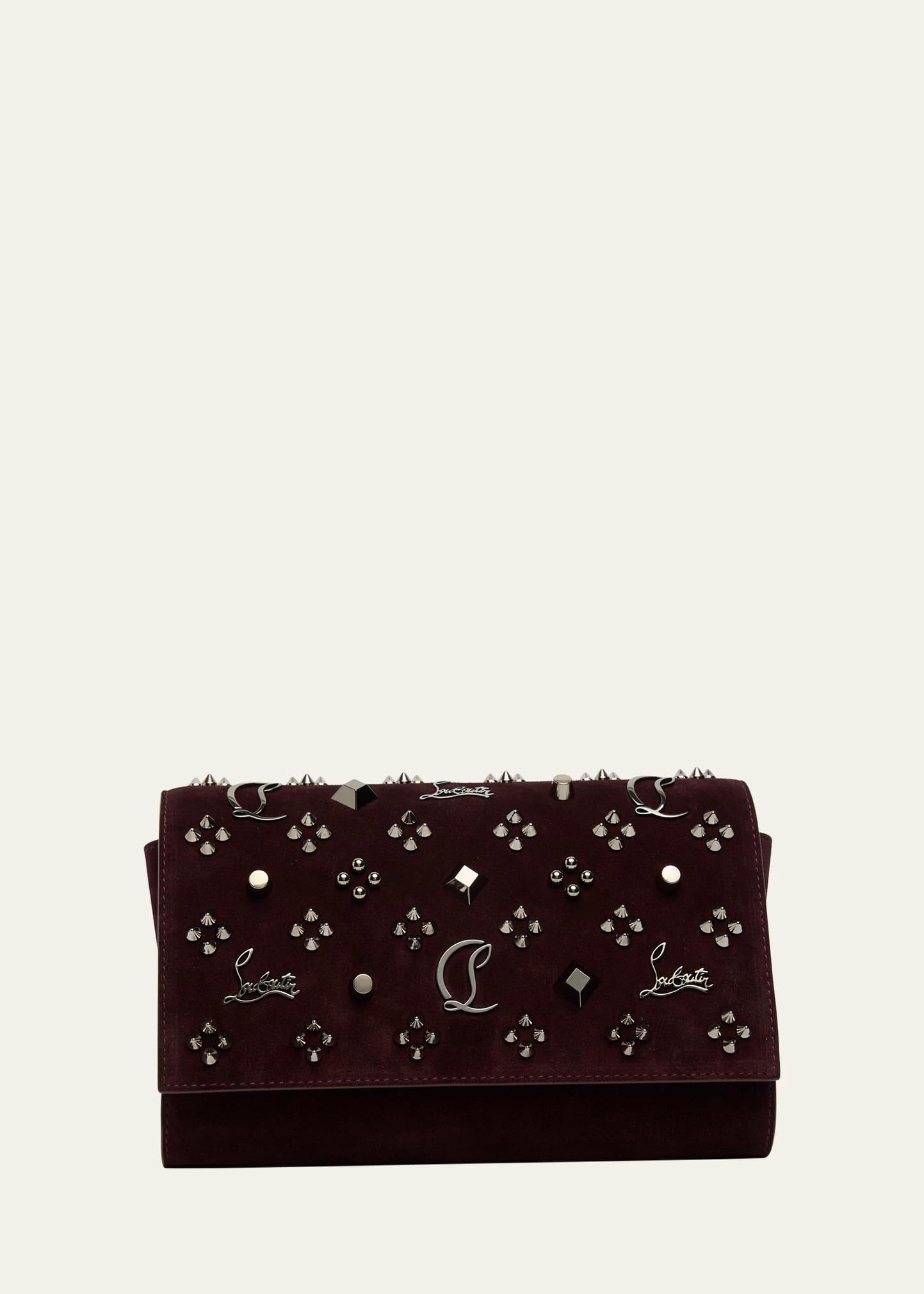 paloma clutch bag in suede with loubinthesky spikes