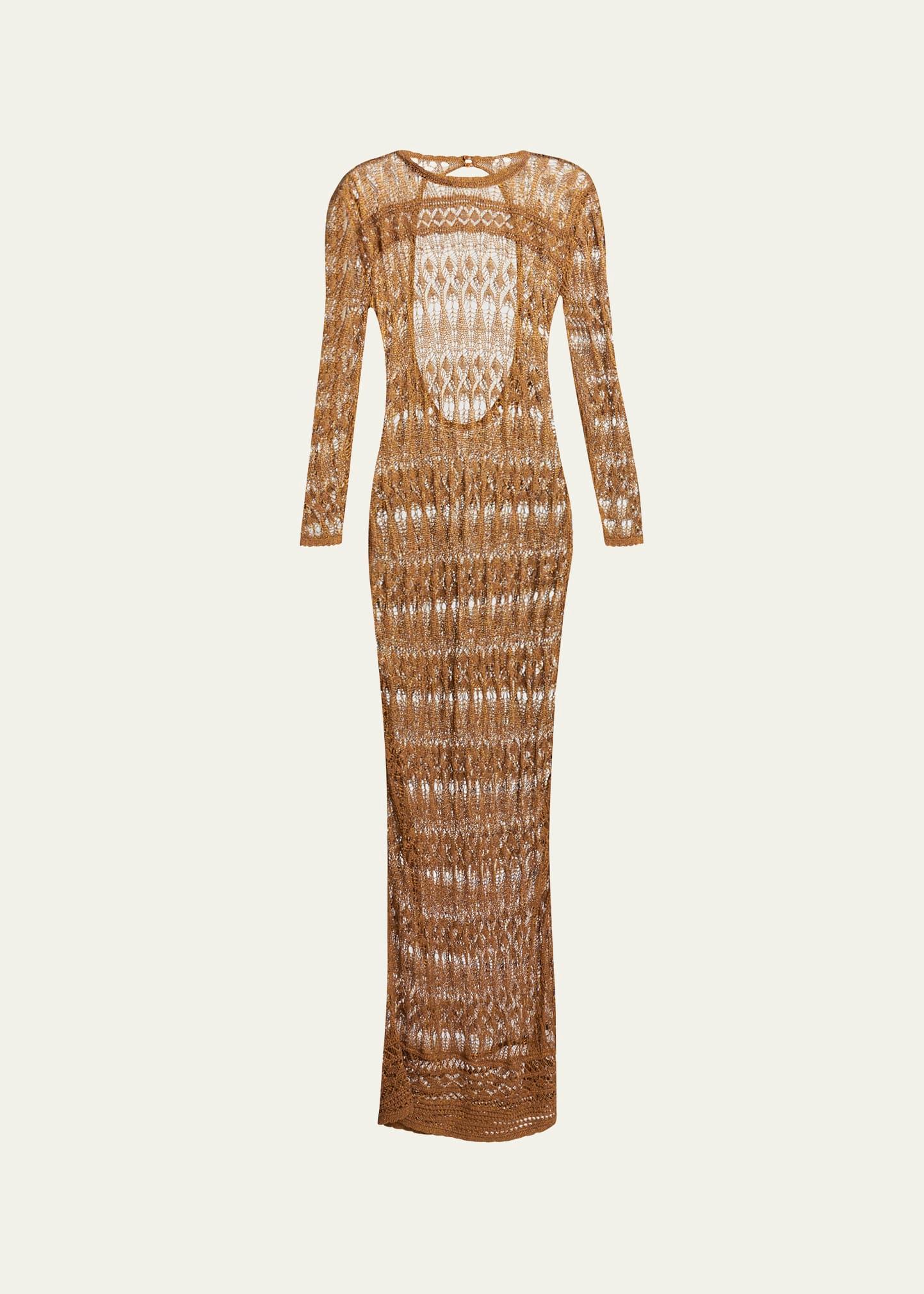 paloma long crochet backless dress