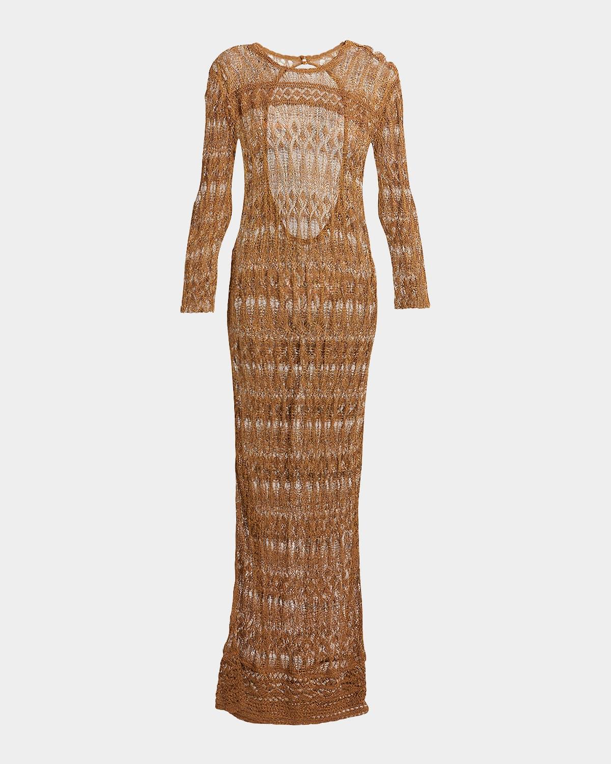 paloma long crochet backless dress