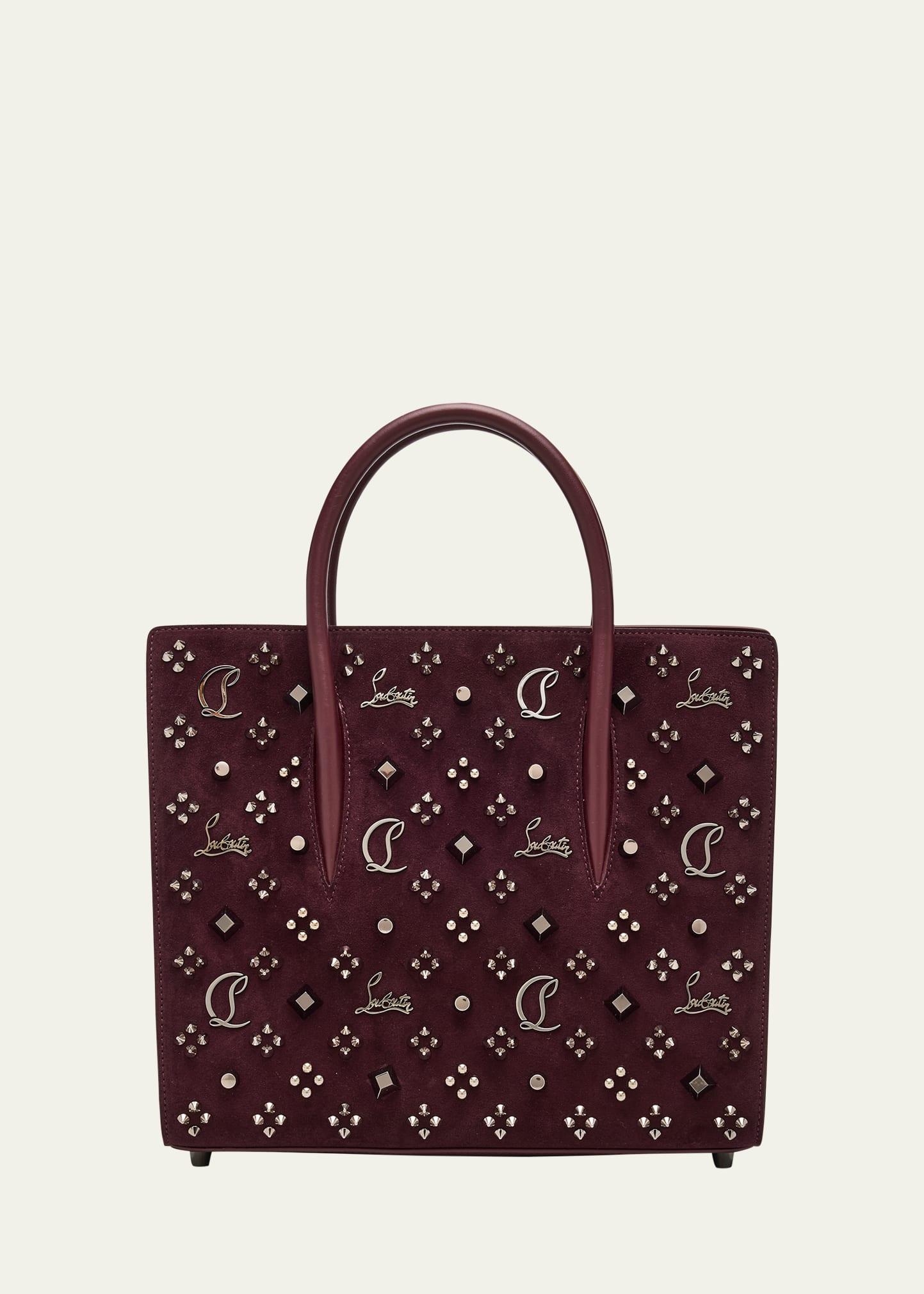 paloma medium top-handle bag in suede with loubinthesky spikes