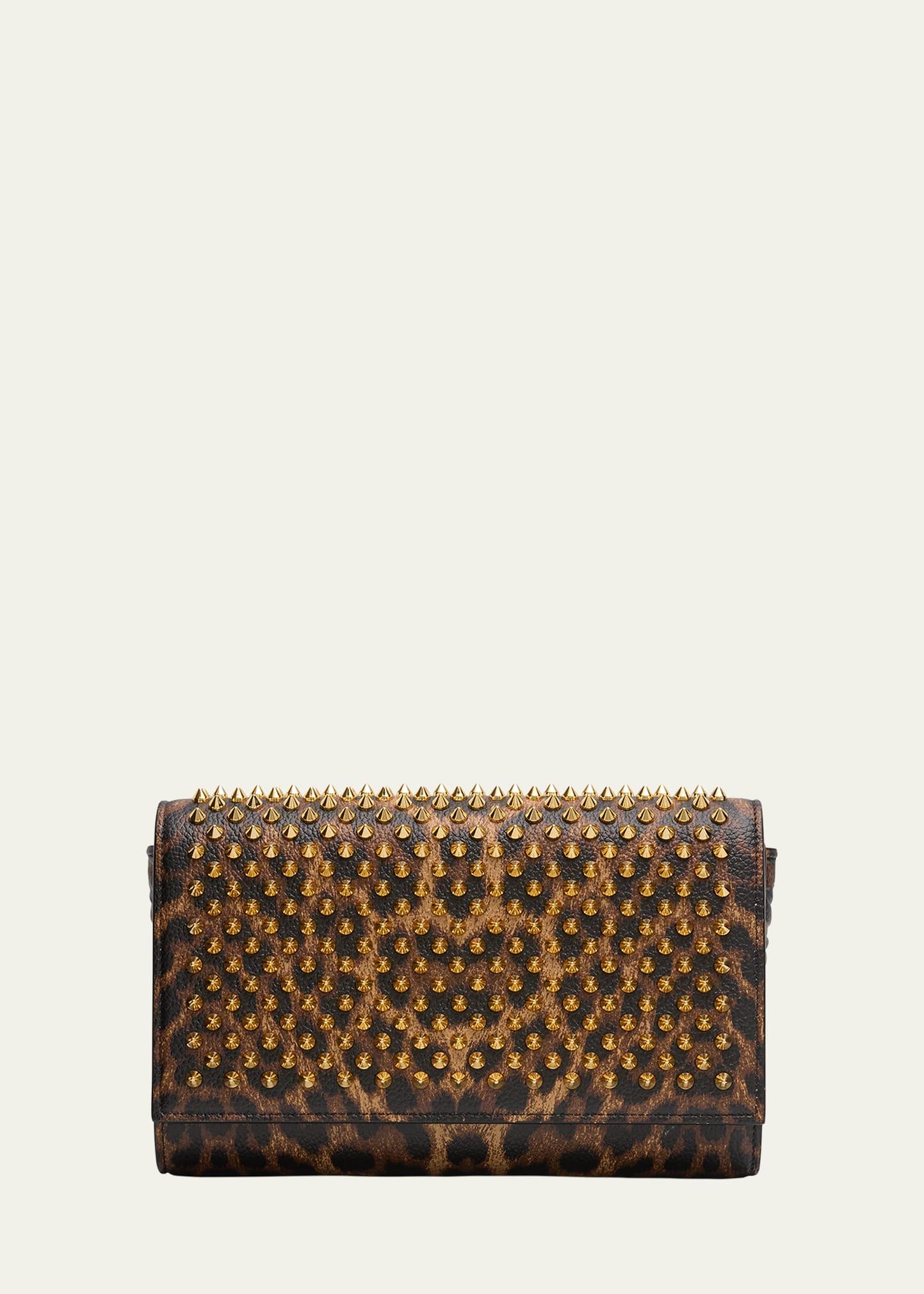 paloma spike leopard-print leather wallet on chain