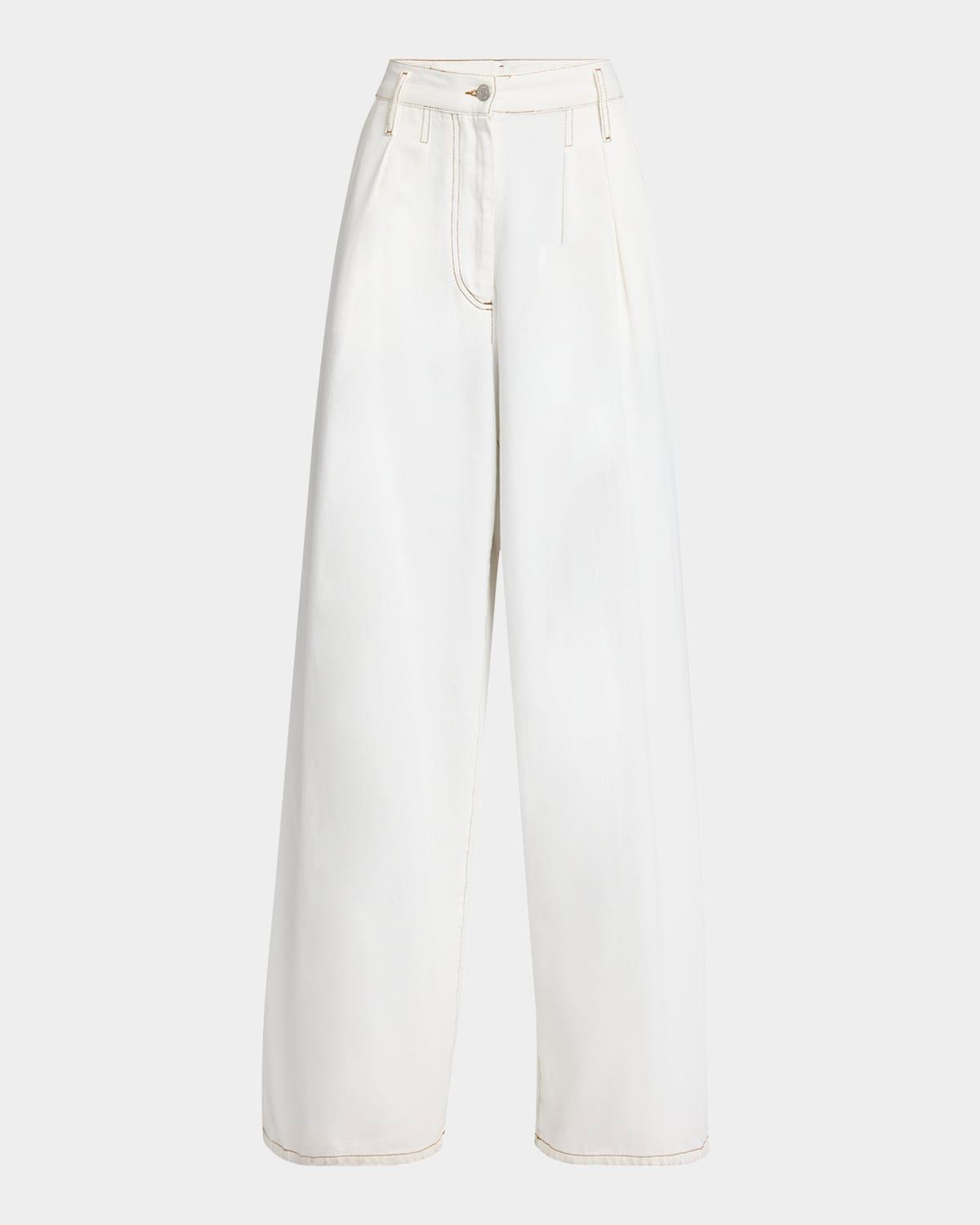 pamplona pleated denim wide-leg pants