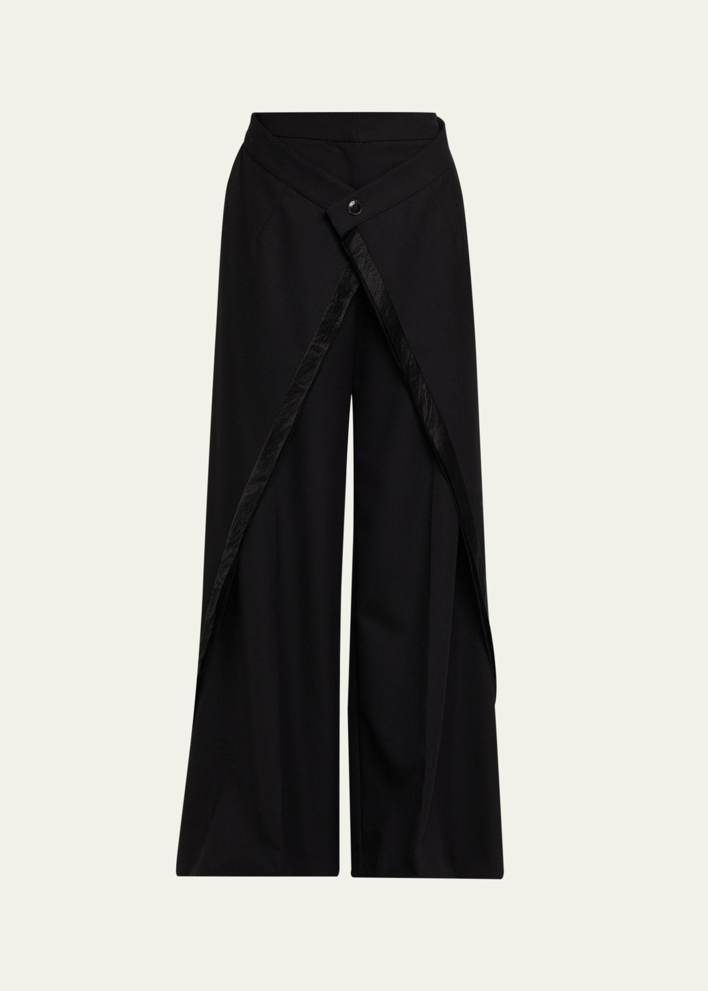 panel extension wide-leg wool pants