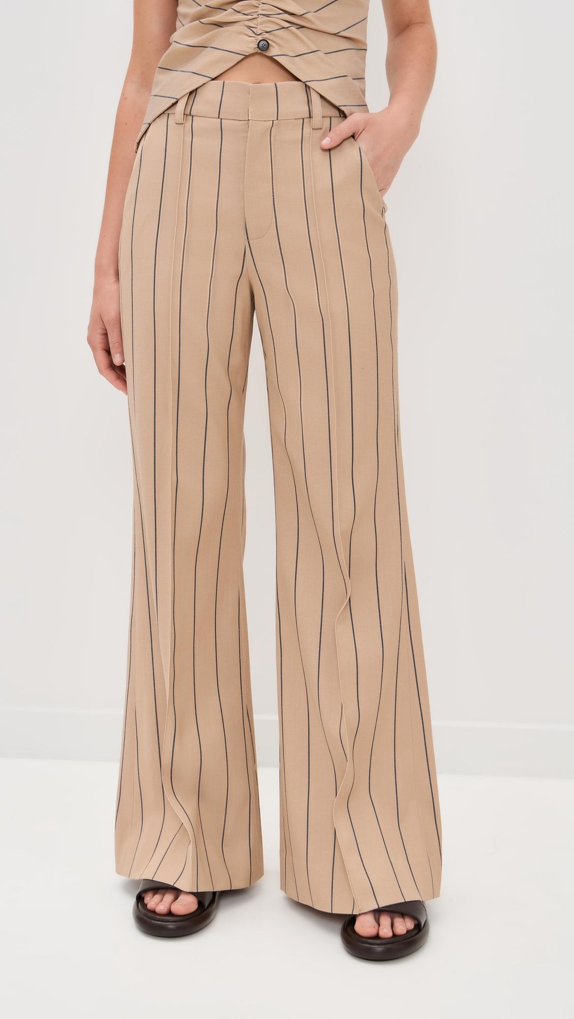 paneled and piped flare pants