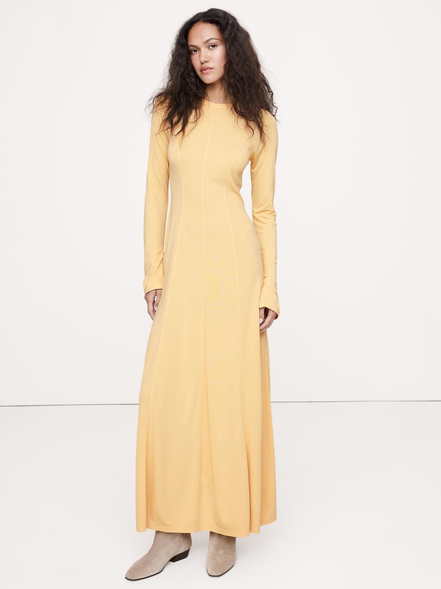 paneled knit maxi dress