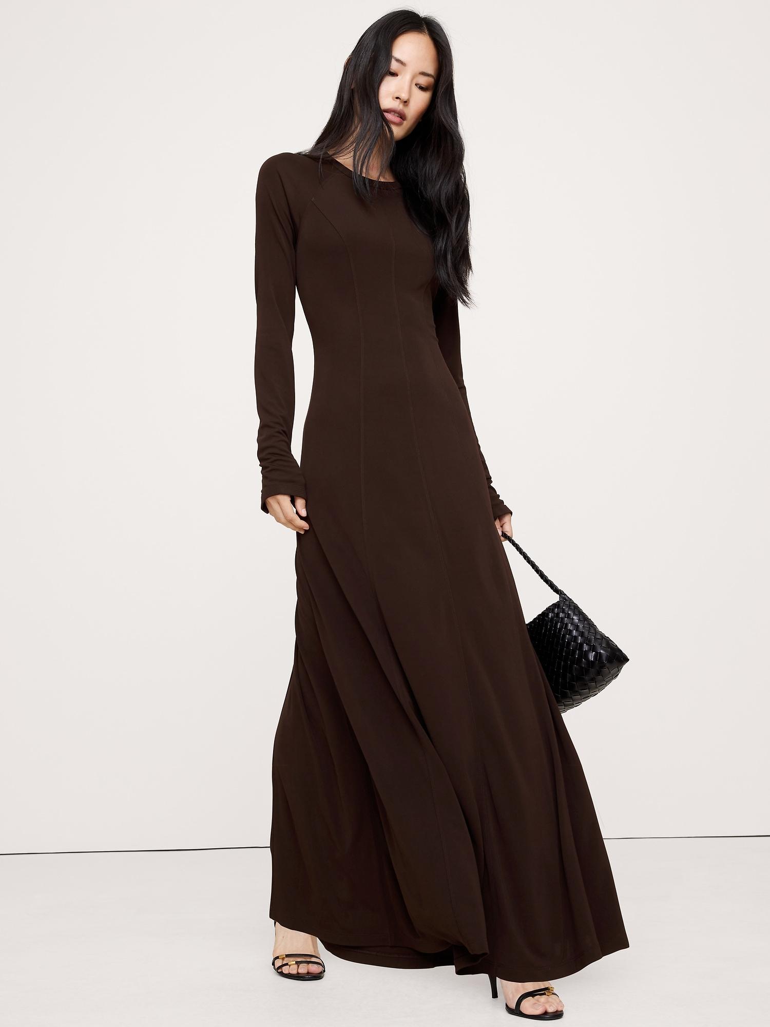 paneled knit maxi dress