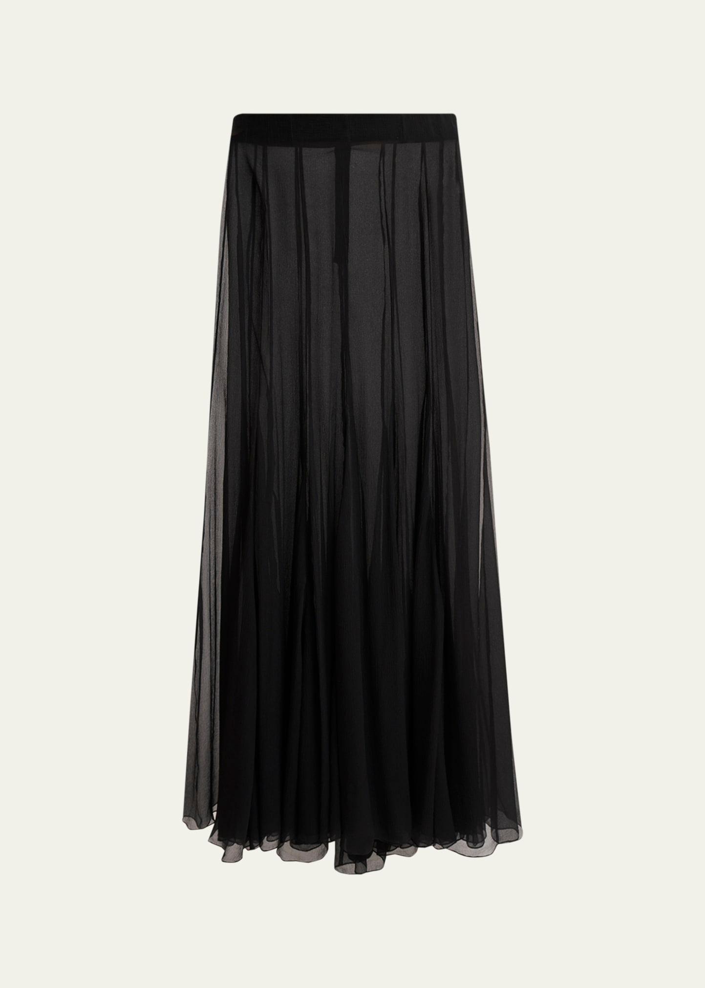paneled sheer silk maxi skirt