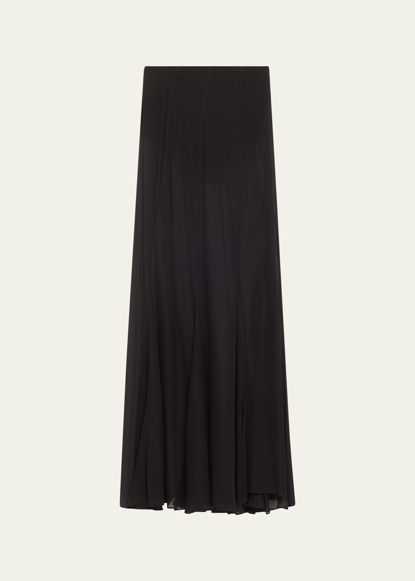 paneled silk maxi skirt