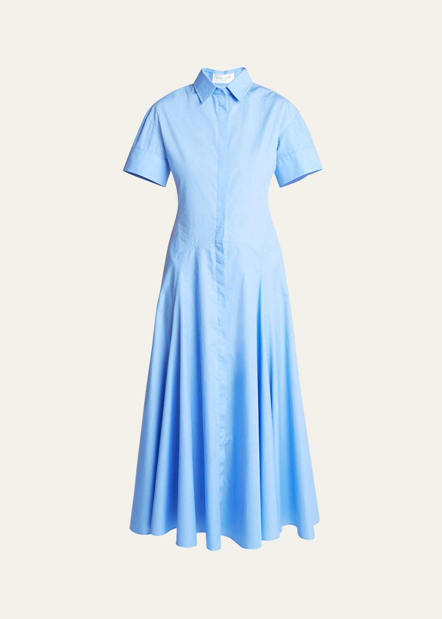 panelled button-front shirtdress