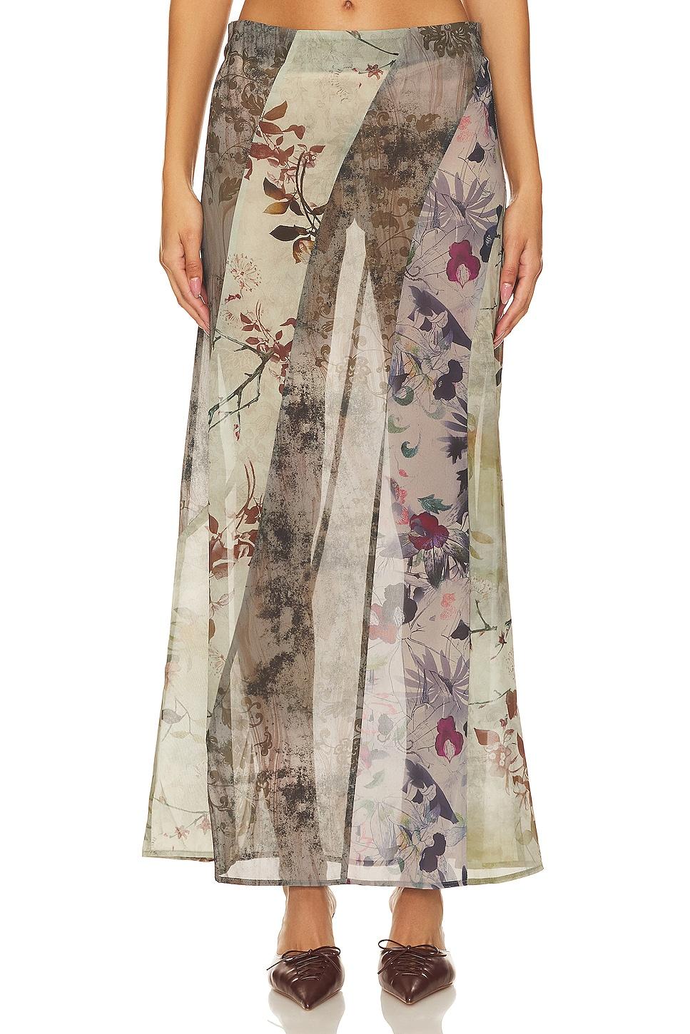 panelled print maxi skirt