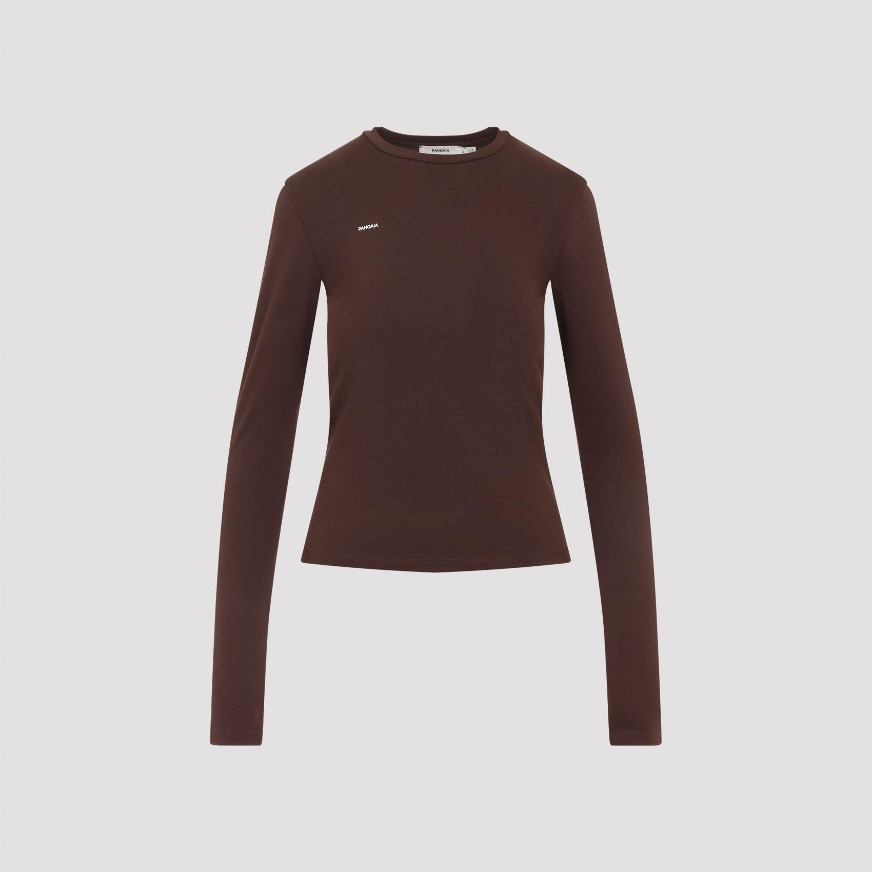 pangaia cotton top brown elastane - women