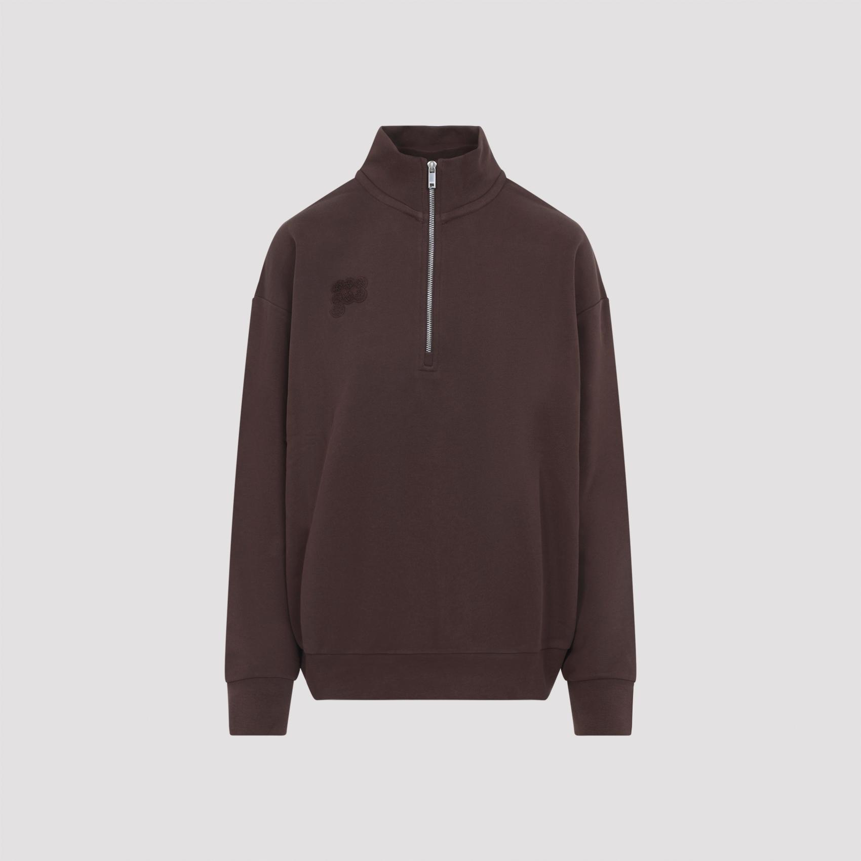 pangaia half zip sweatshirt brown cotton - women