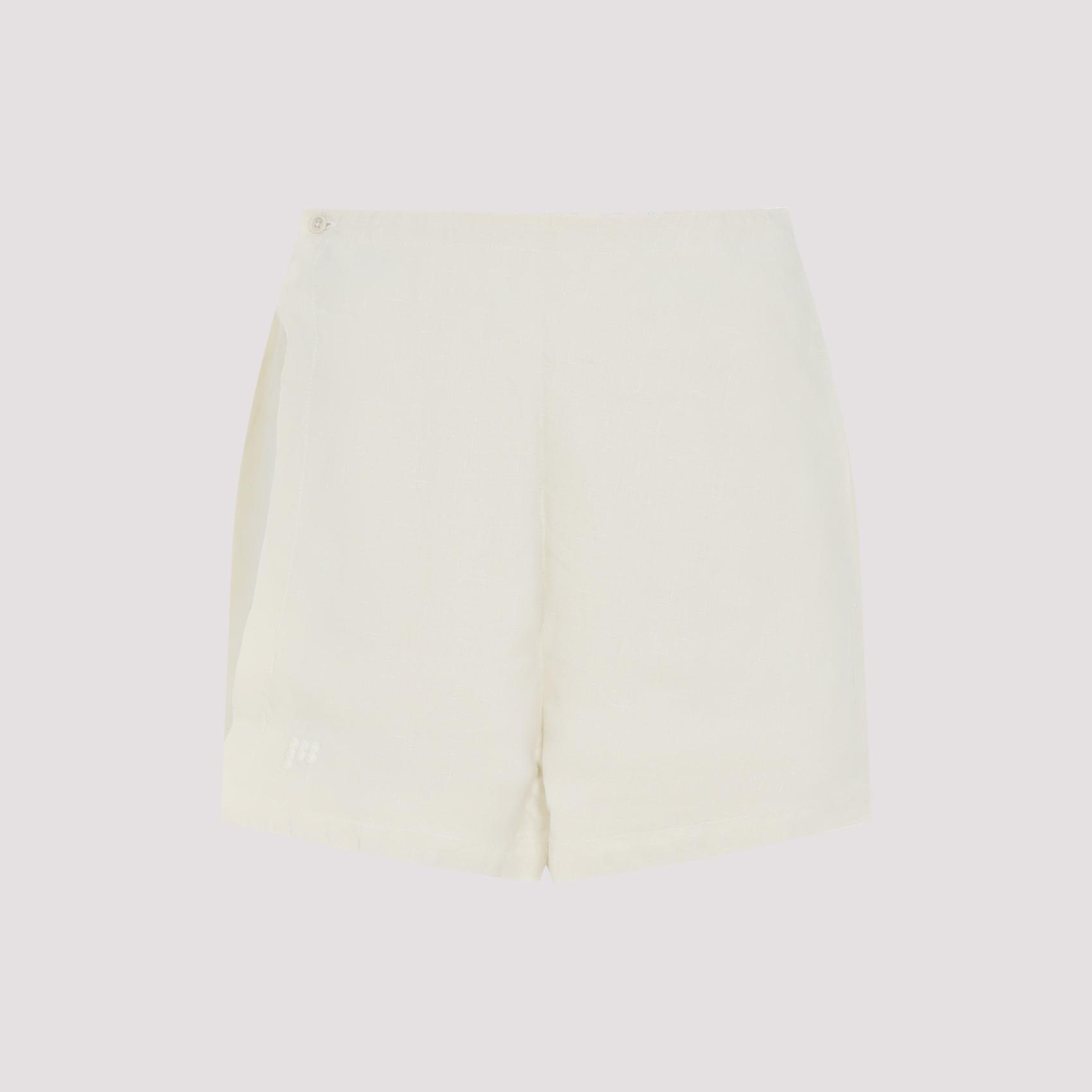 pangaia womens summer linen wrap shorts white - women