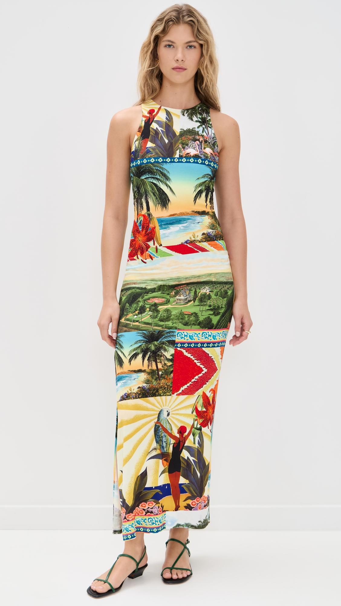 pania racer neck maxi dress