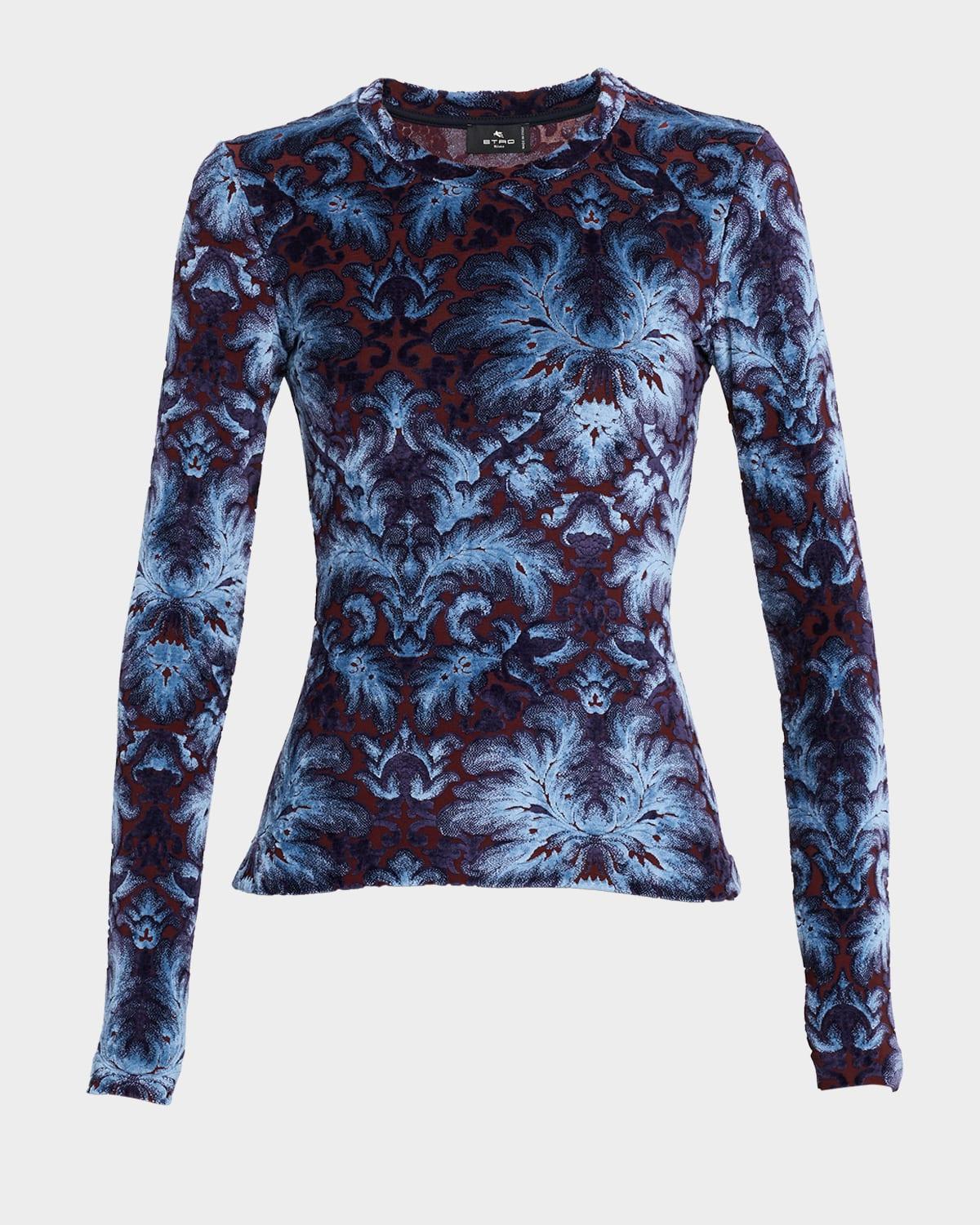 panne velvet long-sleeve top