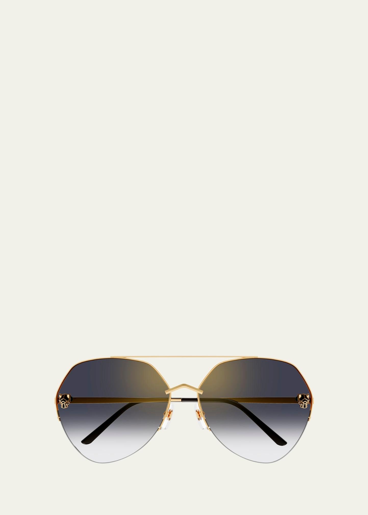 panther rounded geometric metal sunglasses