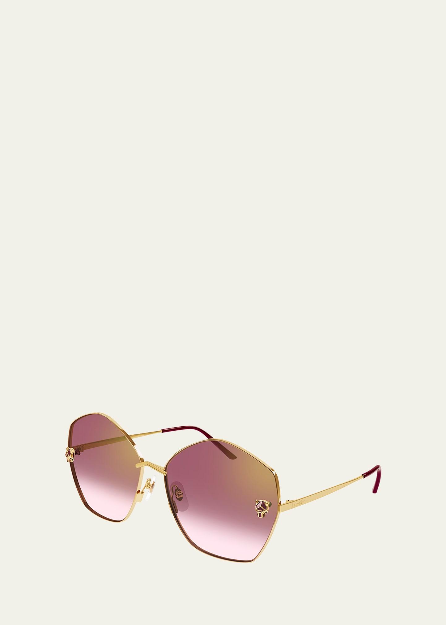 panther rounded geometric metal sunglasses