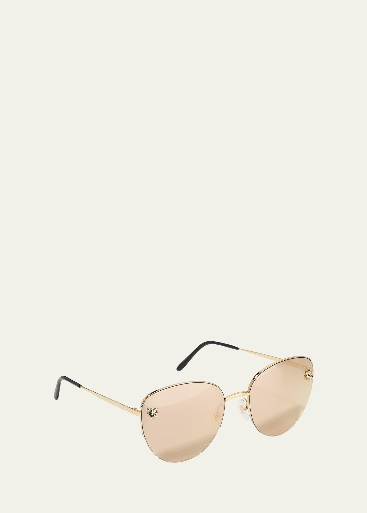 panthere semi-rimless metal cat-eye sunglasses