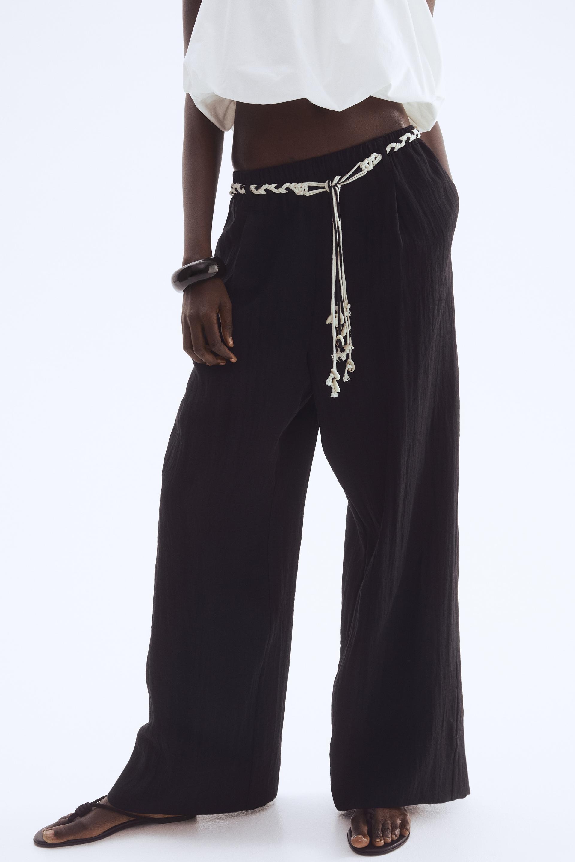 pants with macramé belt