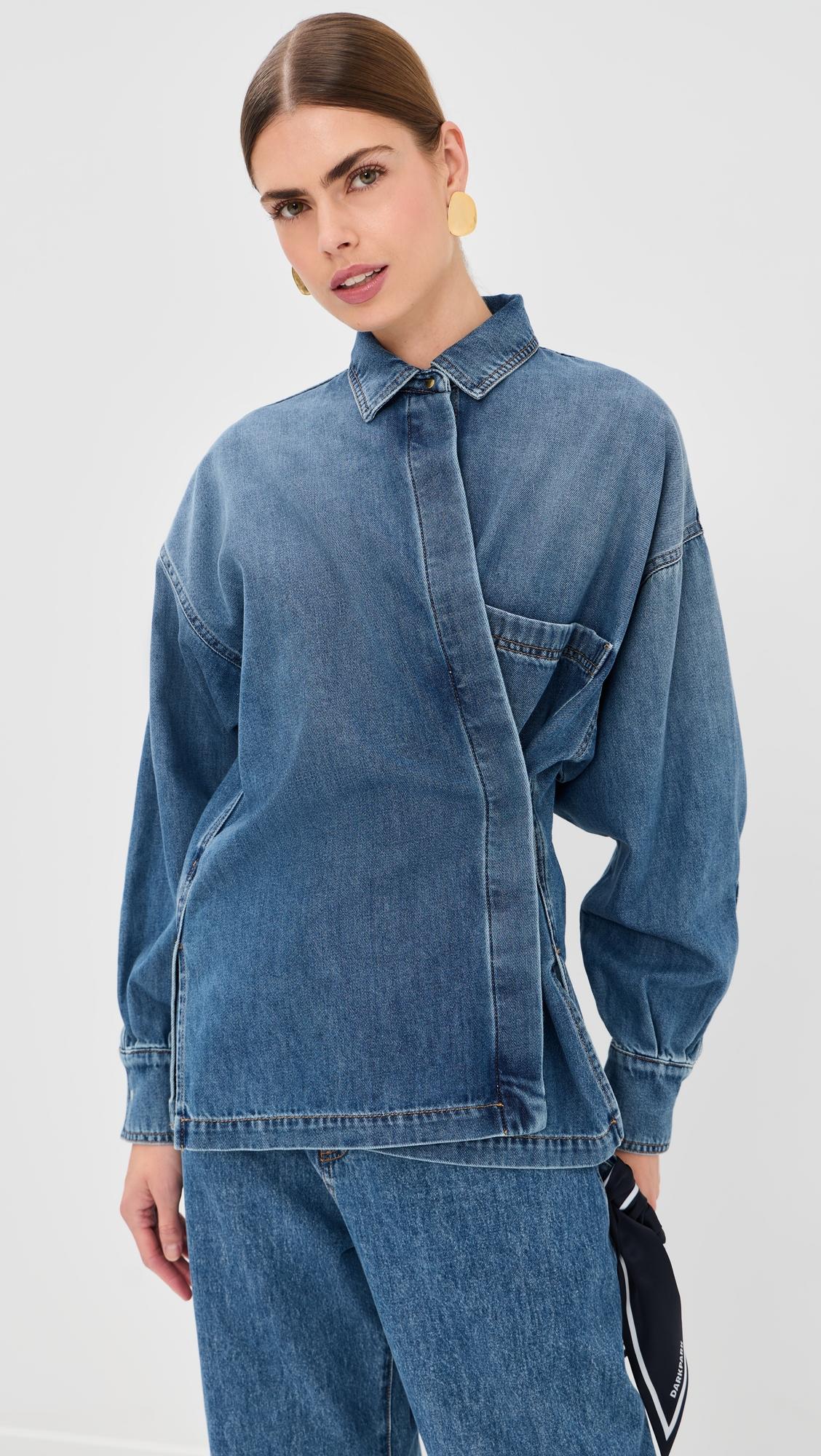 paola tencel denim wrapped shirt